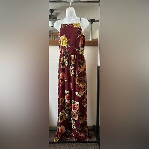 Maroon Floral Jumpsuit